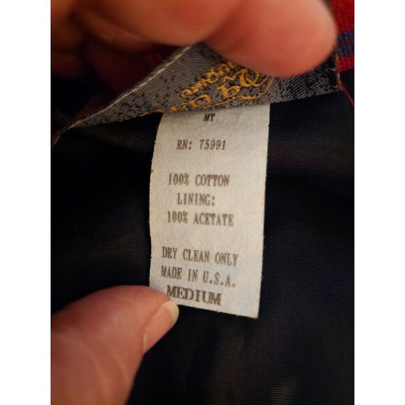 Painted Pony Women’s medium Red Striped Cotton Fringed Button Jacket Made in USA - Picture 6 of 10